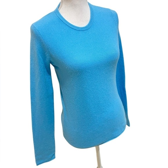 ATM 100% cashmere turquoise crew neck long sleeve sweater fits like small sz xs - Picture 3 of 11